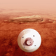 Depiction of the aeroshell containing the Perseverance rover.